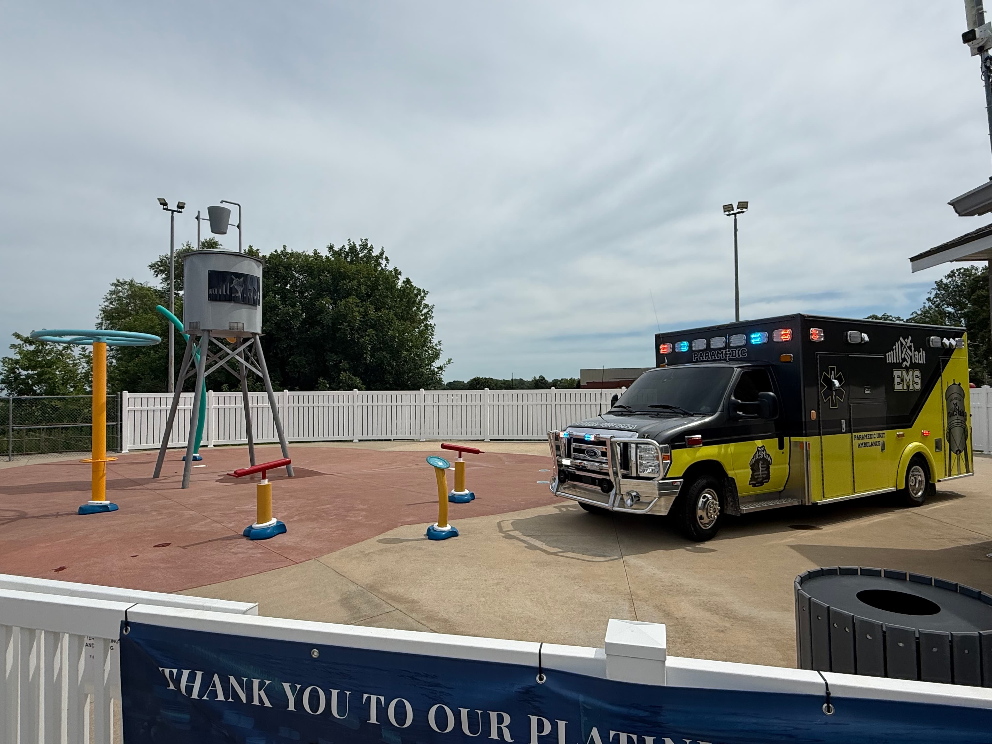 Millstadt EMS ambulance at the community pool